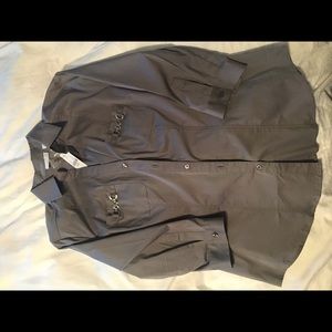 Women’s medium gray blouse with metal detail